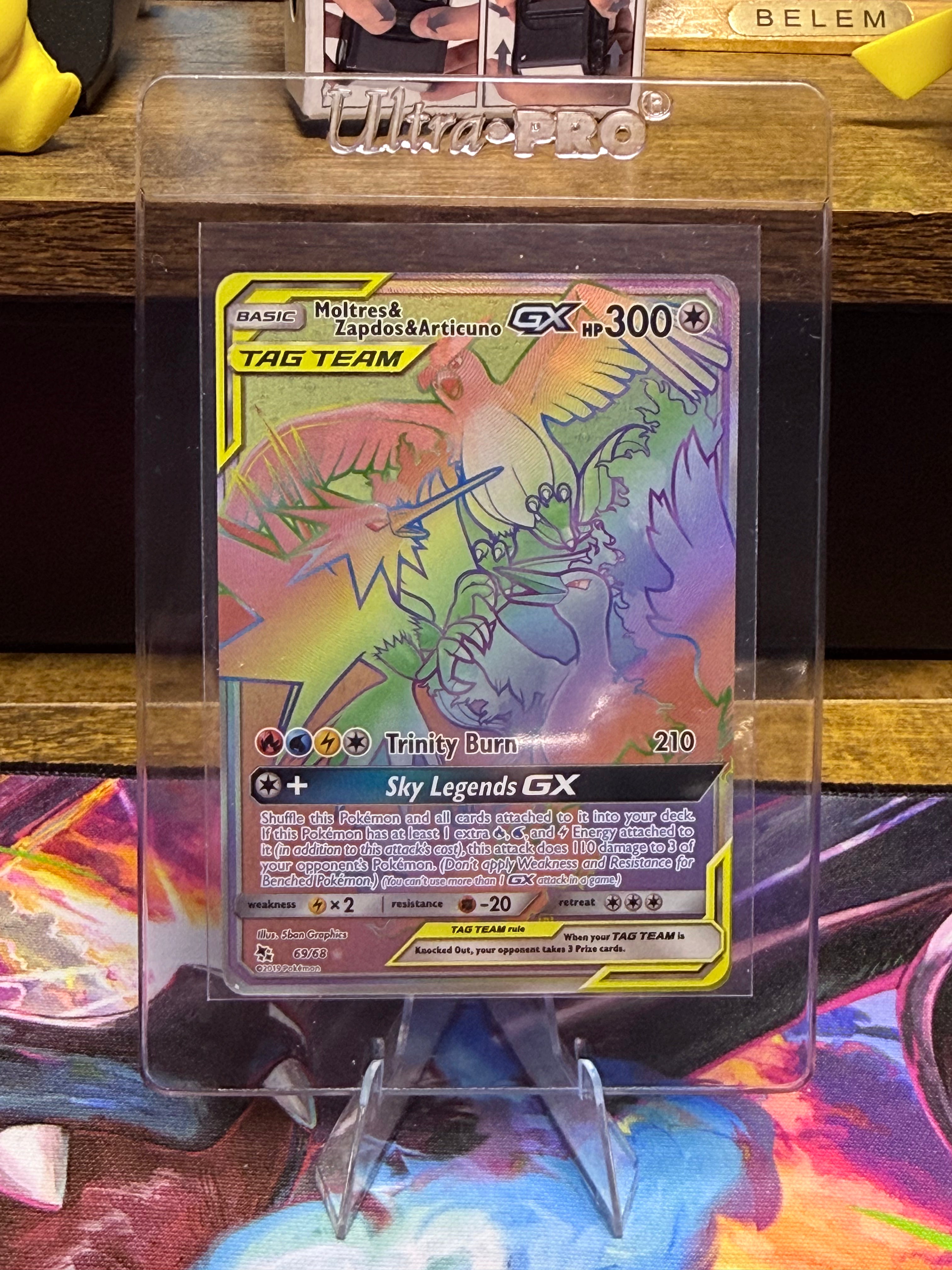 Moltres & Zapdos & Articuno GX Rainbow Rare 69/68 – Hidden Fates – Near Mint
