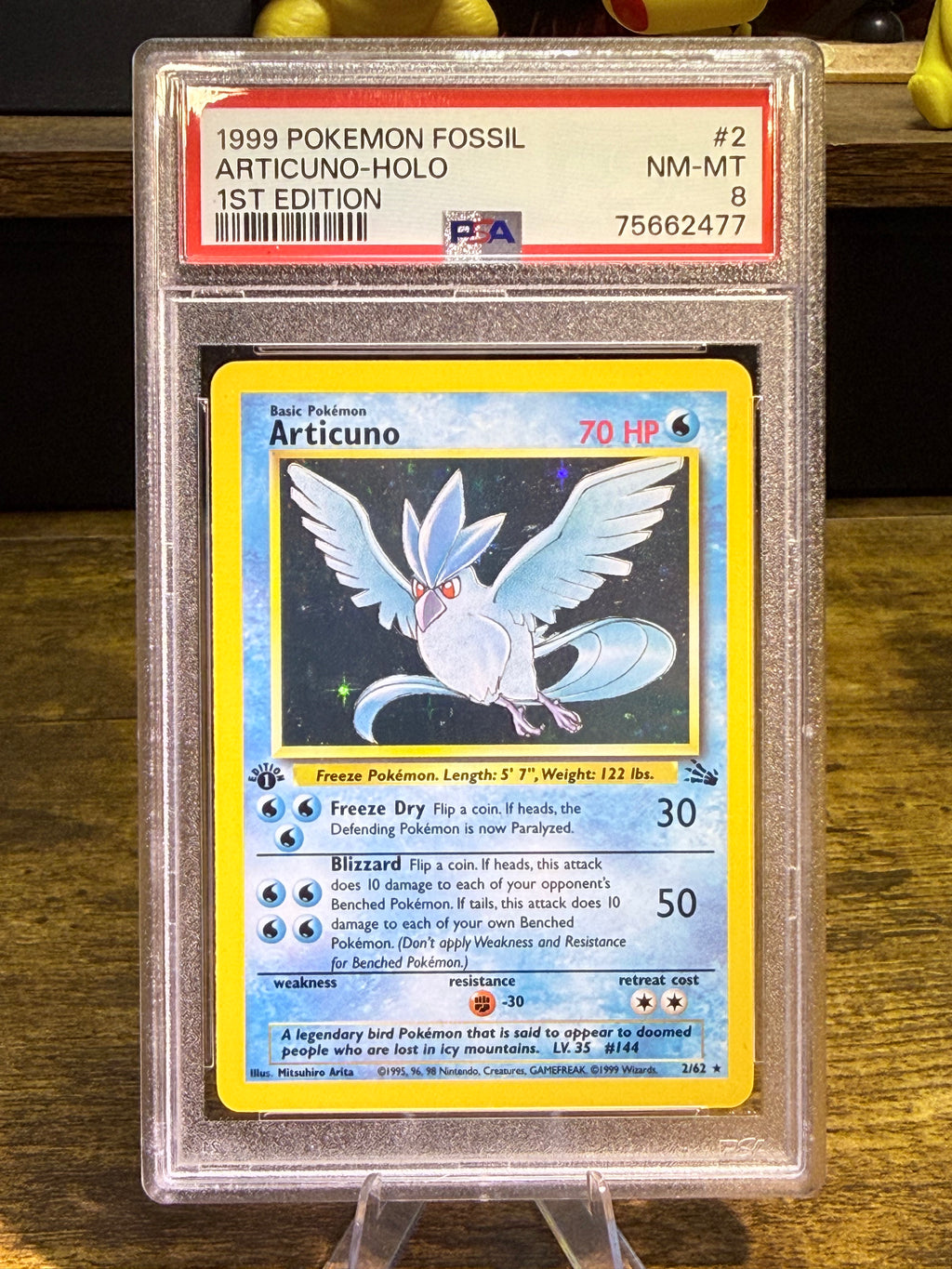 Pokemon Articuno Holo Fossil 2/62 1st Edition PSA 8